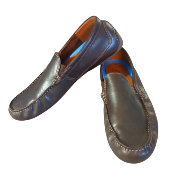 Clarks Men's Loafers Brown Leather Driving Shoes size 11.5 - Picture 1 of 11